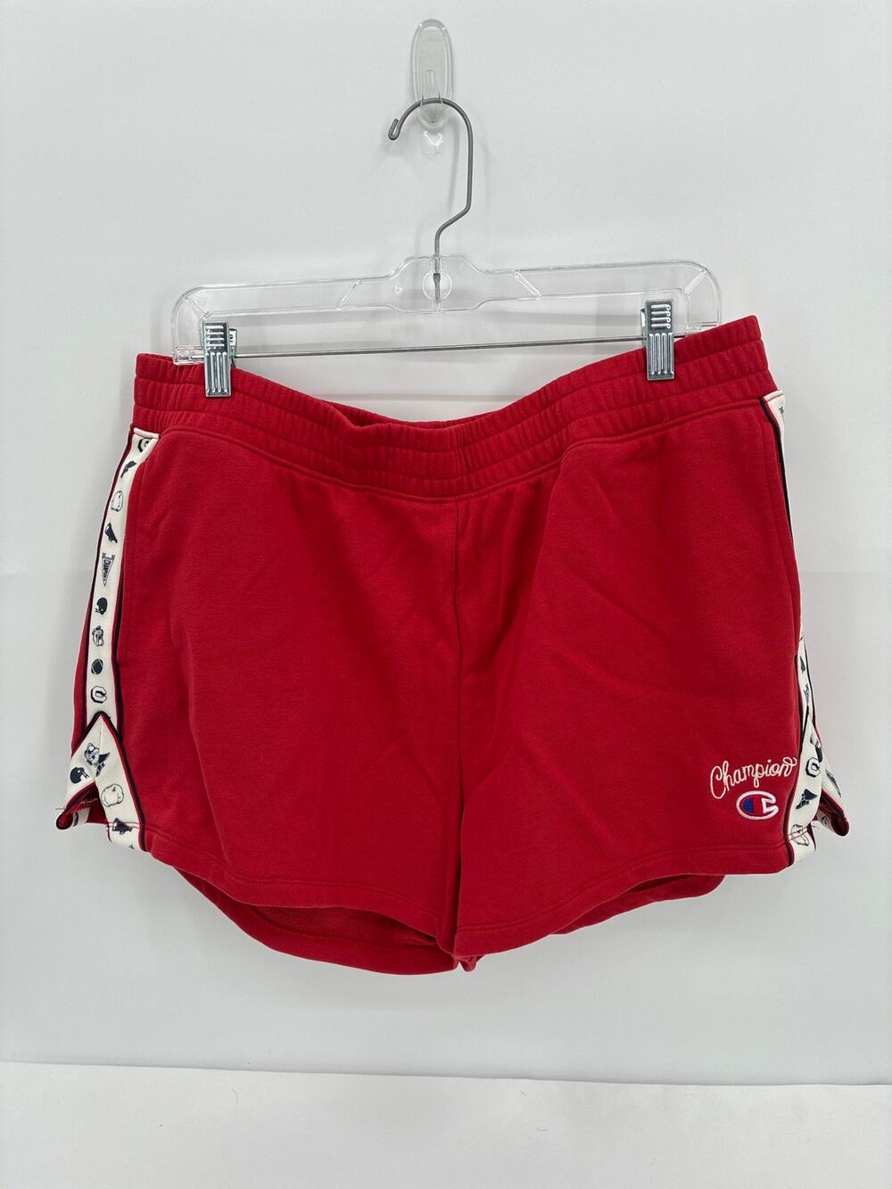 Champion Womens Elective Short Motif Taping Lava Falls Red Fleece XXL